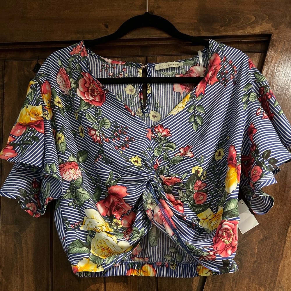 Floral Striped Crop Top